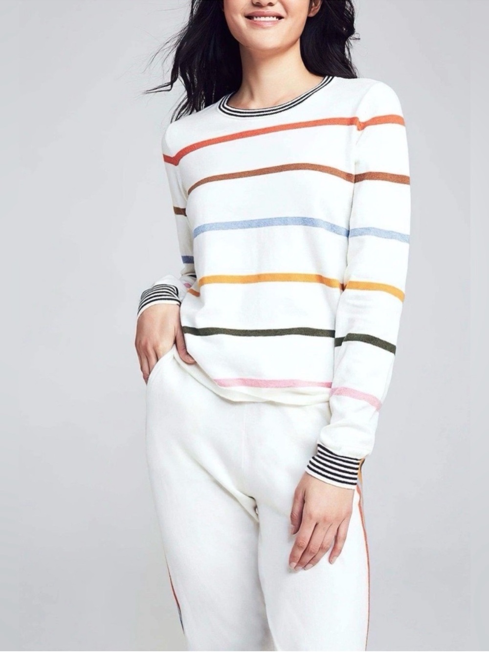 Faherty cotton cashmere surf stripe sweater colorful women's L